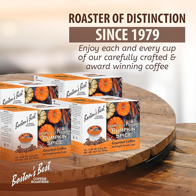 Boston’s Best - Fall-Inspired Pumpkin Spice Coffee, Medium Roast Flavored Gourmet Flavour Compatible with Keurig Coffee Maker, 1 Count (144 Single Serve Cups)