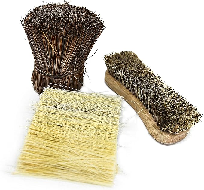 Naturolic All-Natural Wooden Scrub Brush Set | Wooden Handle | Palmyra Bristle Brush for Cleaning | Eco Friendly Cleaning Products | Scrub Brush Set of 2