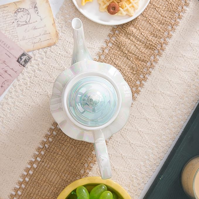 ceramic teapot,Porcelain Tea Pot 37 Oz Teapot with lid for Tea, Milk, Coffee, Flower tea (Green)