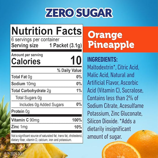 Juicy Mixes Tropical Splash Dole- Powder Drink Mix - Sugar Free & Delicious, Makes 72 Flavored Water Beverages, 72.0 Count