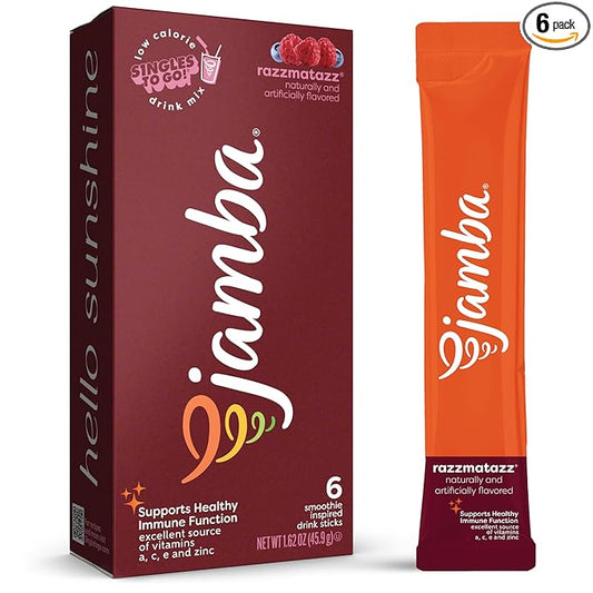 Jamba Singles To Go! razzmatazz smoothie-inspired powdered drink mix packets, 6-Count, aspartame free, just add water