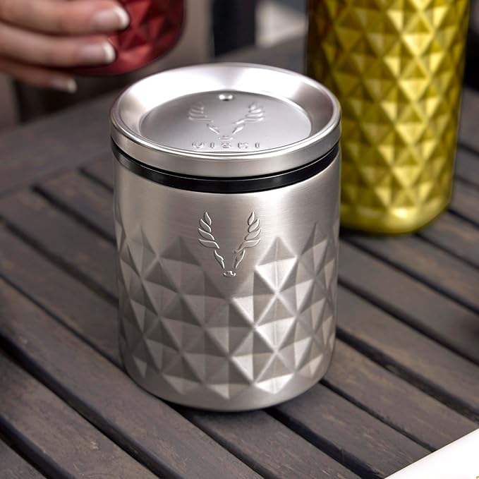 Viski Paragon Stainless Steel Rocks Tumbler Cup with Lid, Insulated Ceramic Lined Metal Whiskey Glass for Patio, Outdoor BBQ Party, Gifts for Drink Lovers, 12 oz, Set of 1, Platinum