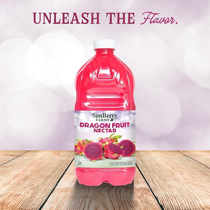 Sunberry Farms Dragon Fruit Nectar 64 fl oz | Exotic Tropical Juice Nectar Made with Real Fruit | No Artificial Flavors or Colors | Refreshing Drink | 1.89 L Family Size Bottle