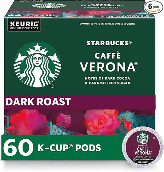 Starbucks K-Cup Coffee Pods, Dark Roast Hot or Iced Coffee, Caffè Verona, 60 Keurig Pods