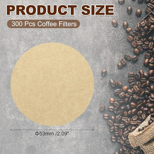 uxcell 300Pcs Coffee Filters,2.09 inch Disposable Round Paper Filter, Suitable with Home Office Use and Drip Coffee Maker, Wood Color