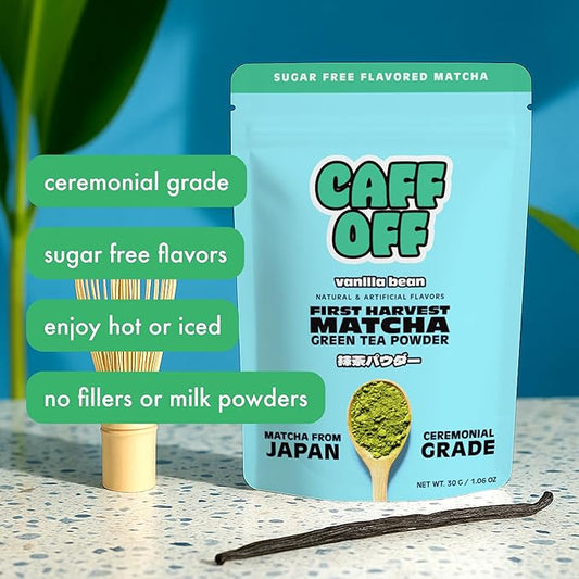 Vanilla Matcha Green Tea Powder From Japan - 1.06 oz / 30 g - Ceremonial Grade & Sugar Free - No Fillers or Milk Powders - Tested For Heavy Metals & Radiation - First Harvest & Shade Grown Matcha Powder