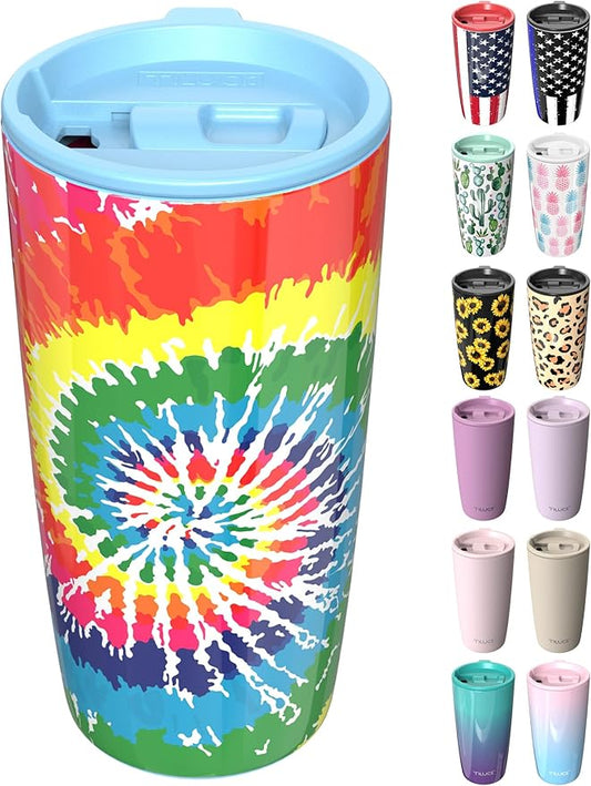 TILUCK 20 oz Tumbler with Lid, Vacuum Insulated Stainless Steel Coffee Mug, Double-Walled Travel Tumbler for Hot and Cold Drinks(RotatingRainbow, 20oz)