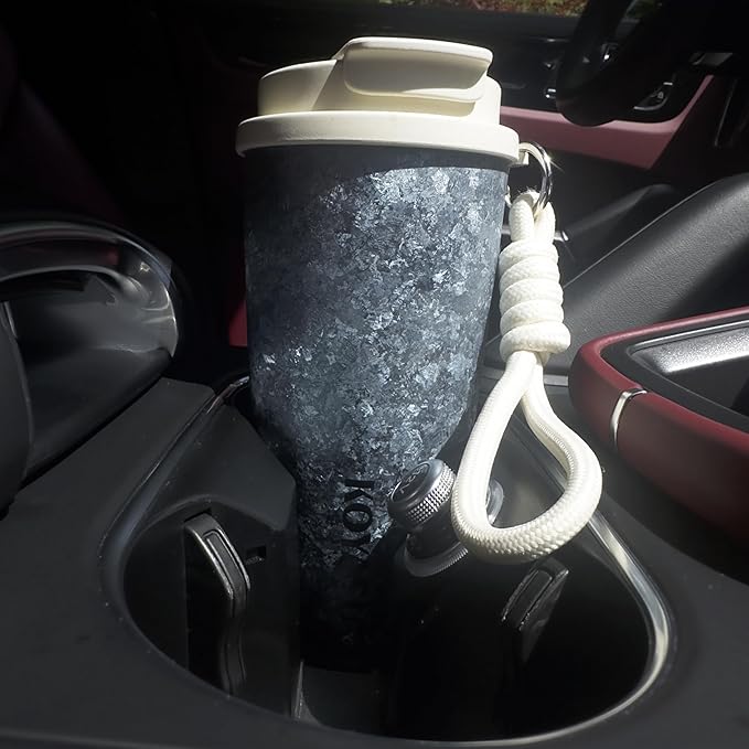 KOYASU® Ti-Zero™ 16oz Titanium Water Bottle [Glacial Blue] - Crystal Ice Finish. Double-Wall Vacuum Insulated Sport Mug. Fits Car Cup Holder, Sweat-Proof & Leak-Proof for Road Trips