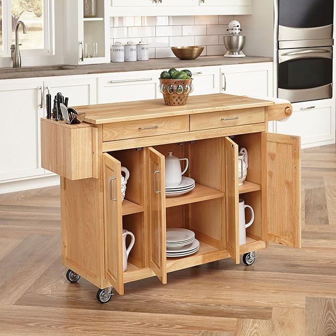 Homestyles General Line Natural Mobile Kitchen Cart, 54"W