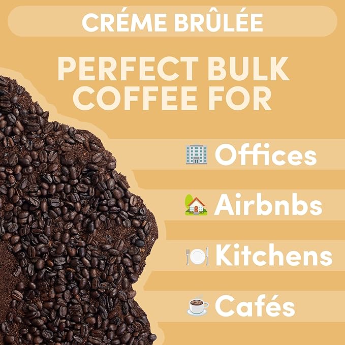 Sarasota Coffee Ground Creme Brulee | Medium Roast Gourmet Flavored Coffee Grounds | Low Acid, Mold Free, Specialty Grade Flavored Bulk Ground | 5lb (80 oz)