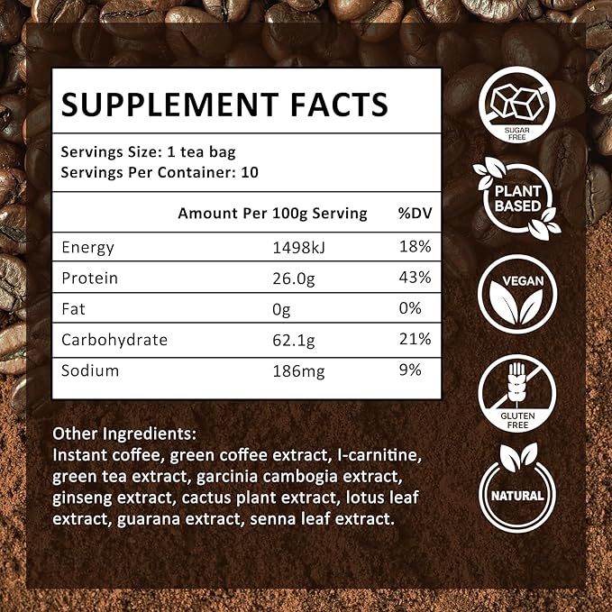 Aromlife Herbal Green Coffee Drink with Ginseng, 10 Sachets, Green Coffee Bean & Botanical Blend, with Smooth Full-Bodied Flavor, Gluten-Free