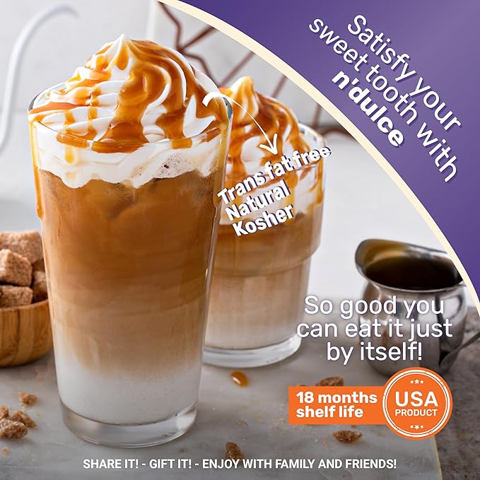 N’DULCE Dulce De Leche Syrup, Caramel Syrup for Coffee, Caramel sauce, Light Texture and Rich Flavor, Gluten-free, Nut-free, Pourable Syrup for Beverages, Desserts & Pastries - 1.15 Lt
