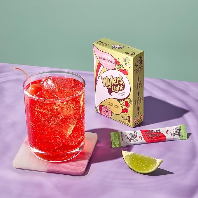Wyler's Light Singles To Go Powder Packets, Water Drink Mix, Watertok Shirley Temple, 96 Servings, 8 Count x Pack of 12