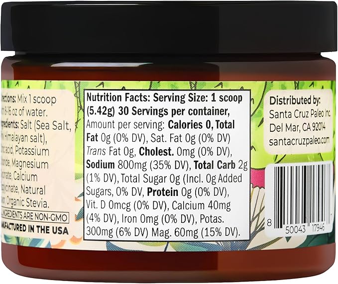 Santa Cruz Paleo Electrolyte Powder, Prickly Pear Flavor, Sugar Free Hydration Drink Mix with Himalayan Pink Salt, Sea Salt, Magnesium Glycinate, Potassium Chloride, Sweetened with Stevia, 30 Servings
