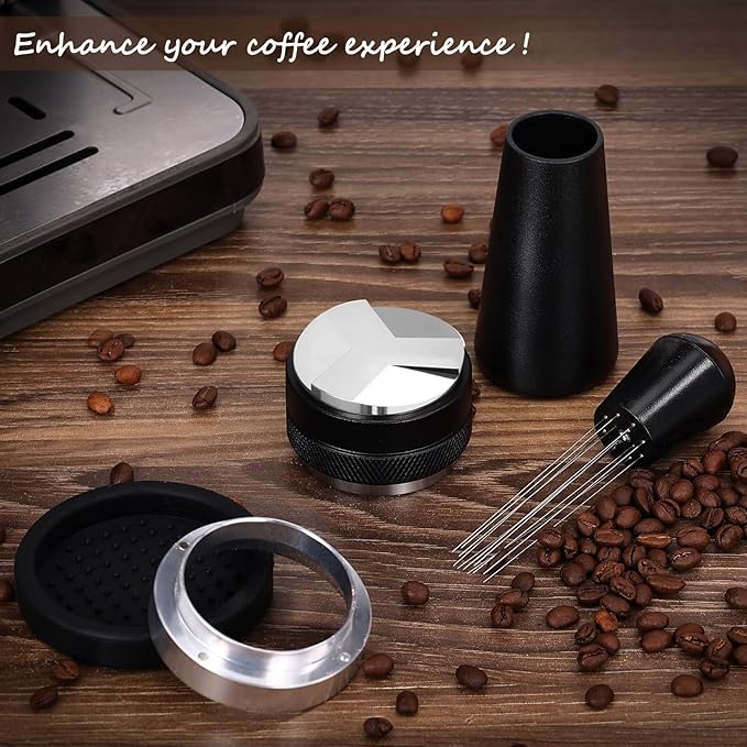 51mm Espresso Accessories Kit, Dual Head Coffee Leveler, WDT Tool and Dosing Funnel Set For Delonghi 51 mm Espresso Machines & Portafilters