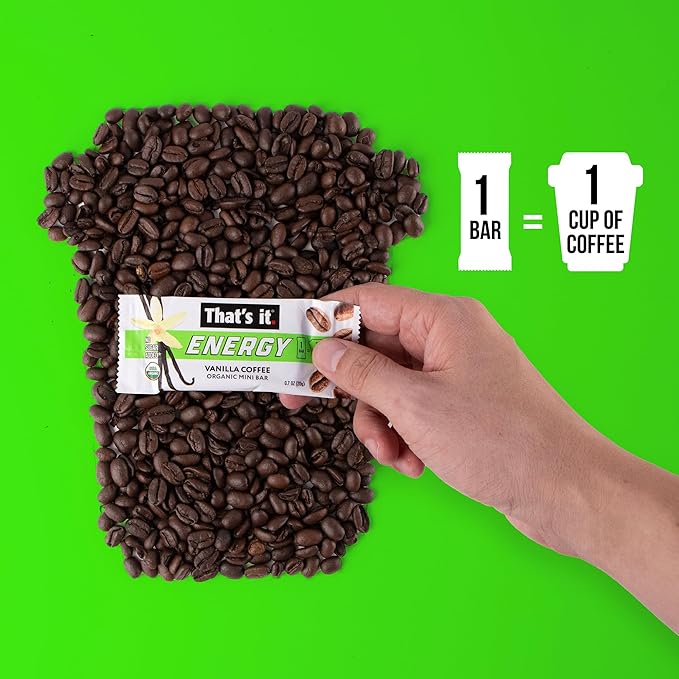 That's it. Organic Energy Coffee Mini Bars-Vanilla Coffee ( 1 Mini Bar = 1 Cup of Coffee ) Grab and Go，No Added Sugars，Non-GMO，Caffeine Power Snack，Kosher，Allergy Friendly (Vanilla Coffee-15 Pack)