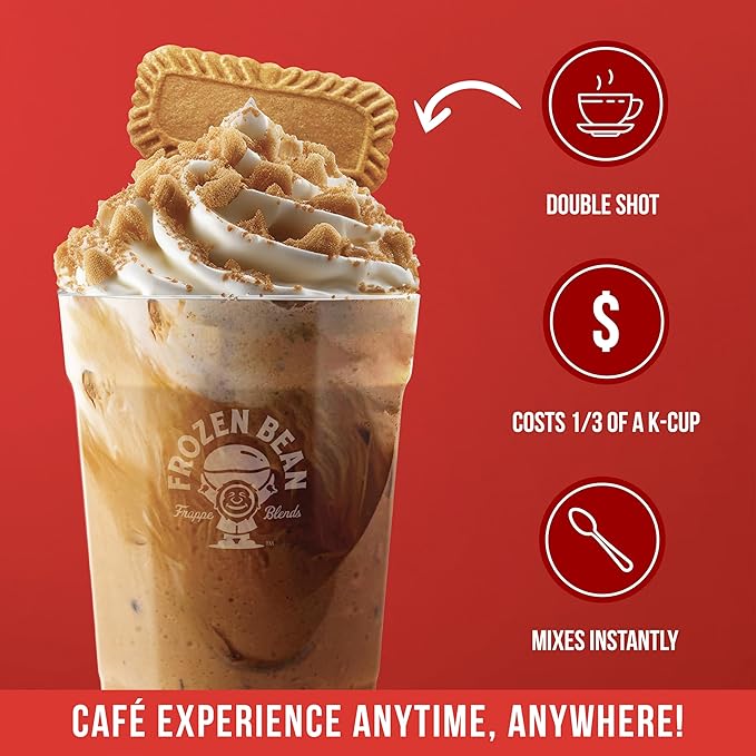 The Frozen Bean Cookie Butter Frappe & Latte Instant Mix (20 Sticks), Made with Arabica Coffee, Double Shot Caffeine, Low Sugar & Premium Ingredients, Hot, Iced, or Blended Drinks