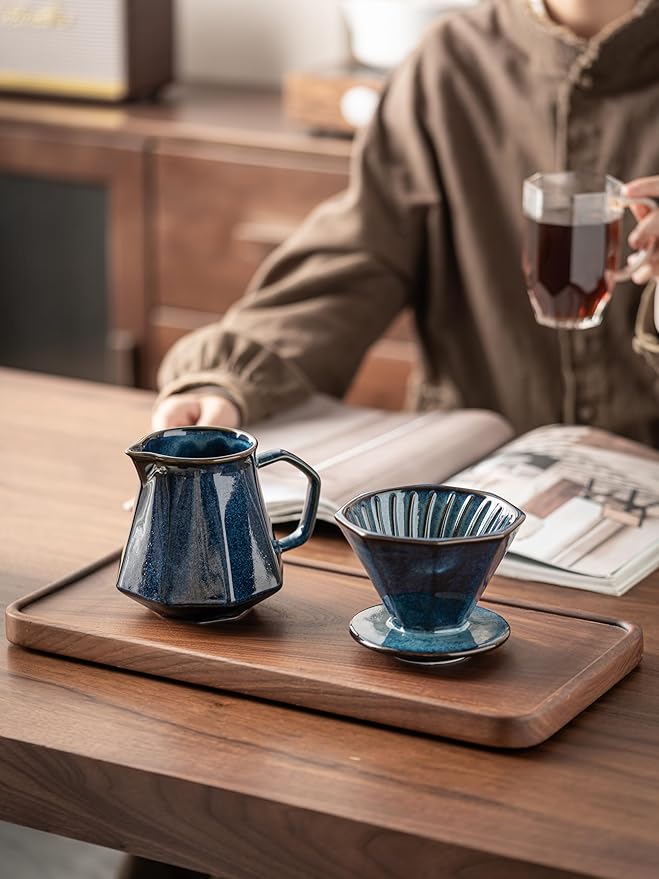 Pour Over Coffee Maker,Ceramic Coffee Maker With 40 pcs Paper Filter，20oz/600ml Pour Over Coffee Dripper