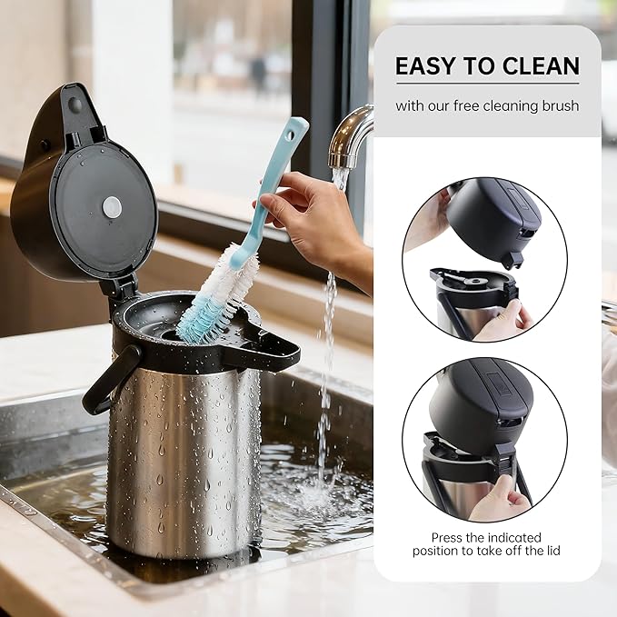 Airpot Coffee Dispenser Thermal with Pump,2.2L/74 Oz Insulated Stainless Steel Large Airpot Coffee Carafe Lever Action for Hot/Cold Water,Thermal Carafes for Hot Cocoa for Parties