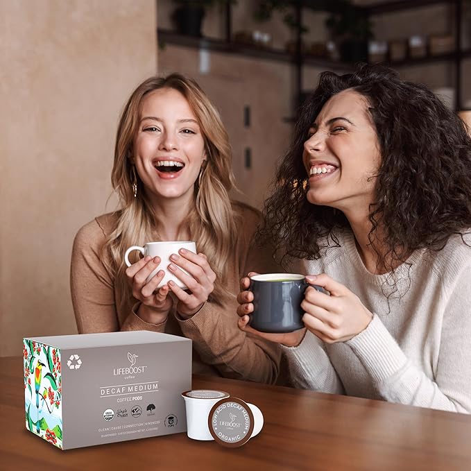 Lifeboost Organic Decaf Coffee K Cups - Low Acid Single Origin Non-GMO Mold Free Decaf Coffee Pods Compatible with Keurig & Keurig 2 - Third Party Tested for Mycotoxins and Pesticides - 10 Count