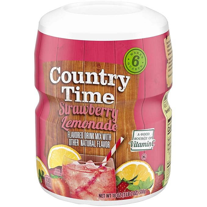Country Time Strawberry Lemonade Naturally Flavored Powdered Drink Mix 1 Count 18 oz Canister