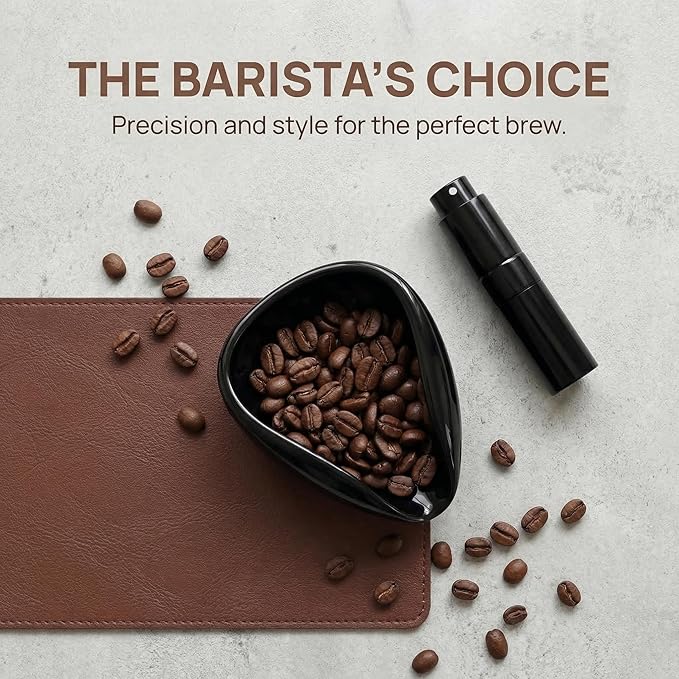 Ceramic Coffee Bean Dosing Cup and Spray Bottle Set, Espresso Bean Measuring Cup with Anti-Static RDT Sprayer Kit for Home Barista and Coffee Lovers