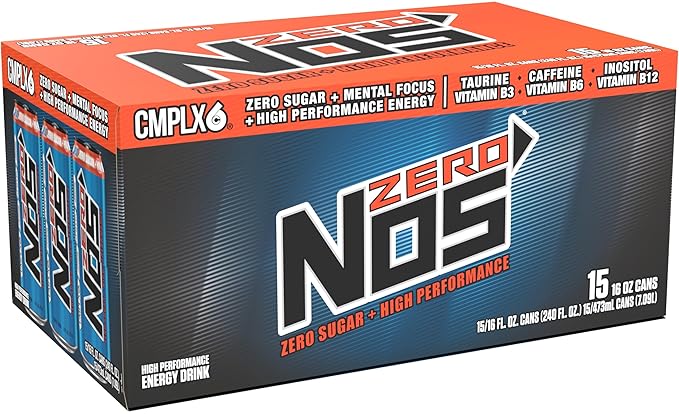 NOS Zero Sugar: High Performance Energy Drink. 16 Fl oz | Pack of 15