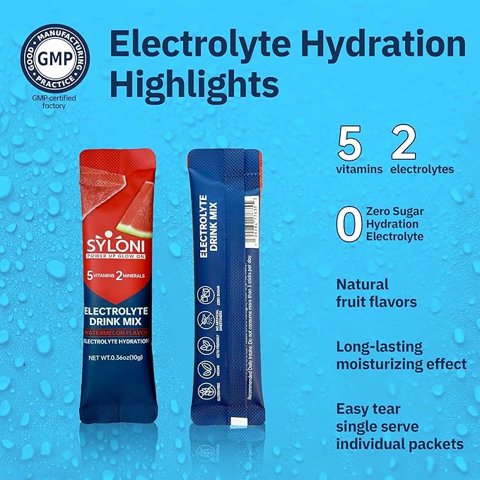 Electrolytes Powder Packets, Watermelon(0.36 oz*20 Sticks), Sugar Free Hydration Packets Electrolyte Drink Mix with 7 Vitamins and Electrolytes, Keto Friendly, Vegan, Gluten Free