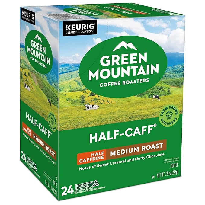 Green Mountain Coffee Roasters Half Caff Coffee, Keurig Single-Serve K-Cup pods, Medium Roast, 96 Count