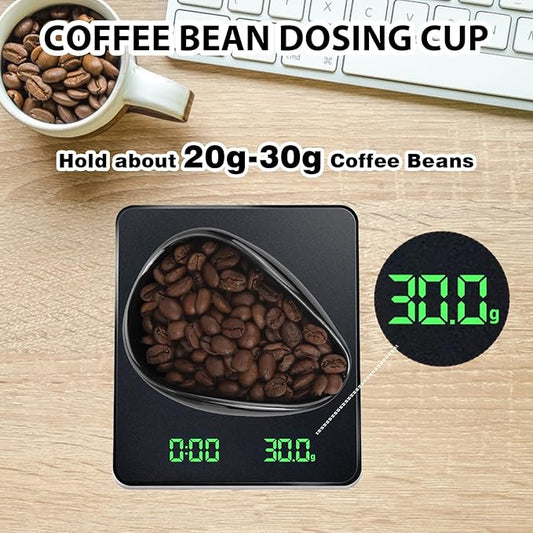 Coffee Bean Dosing Cup, Capacity 20-30g, Measuring Cup with 10ML RDT Spray Bottle and Grind Size Ruler, Ultimate Coffee Kit 3-in-1 Pro Set, Espresso Lover Gift, Tea Bar Accessories Kit (Black Ceramic)