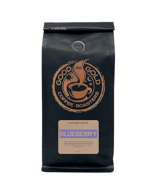 Good As Gold Coffee Roasters - Blueberry Flavored Whole Bean Coffee, 12 Oz