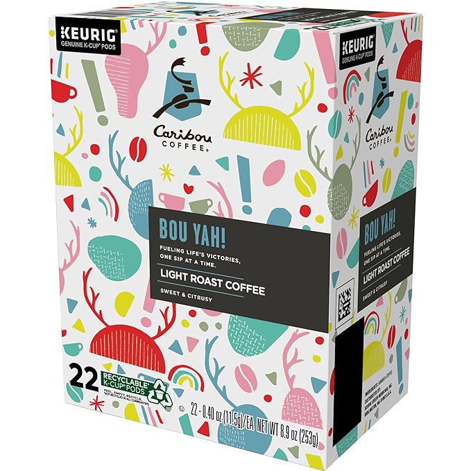 Caribou Coffee Bou-Yah, Keurig Single Serve K-Cup Pods, 22 Count