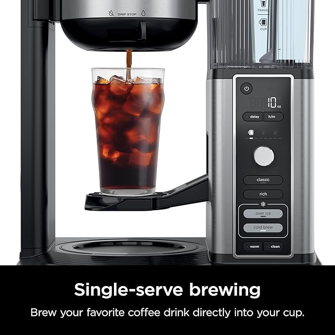 Ninja Hot & Iced XL Coffee Maker with Rapid Cold Brew, 4 Brew Styles, 8 Sizes Small Cup to Travel Mug, Single-Serve Coffee Brewer, 12-Cup Carafe, Permanent Filter, Removable Reservoir, Black, CM371