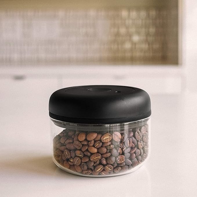 Fellow Atmos Vacuum Coffee Canister & Food Storage Container - 0.4 Liter Canister holds up to 6 oz of Coffee Beans - Airtight Food Storage Containers - Coffee Containers - 0.4 Liter - Clear Glass