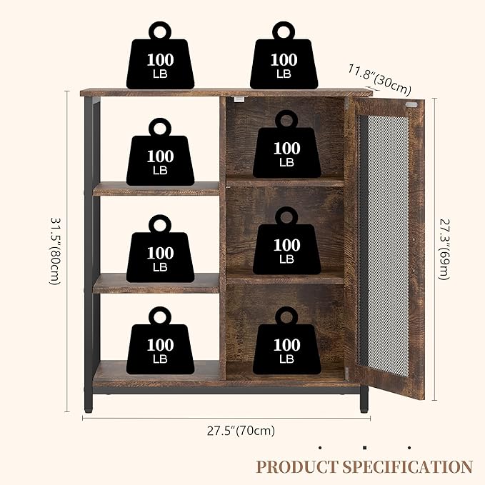 LVSOMT Mini Coffee Bar Cabinet with Storage, 27.5'' Small Kitchen Bar Table, Cute Corner Bar Cabinet for Tea, Buffet Sideboard Cabinet for Dining Room, Farmhouse Coffee Station for Wine (Brown)