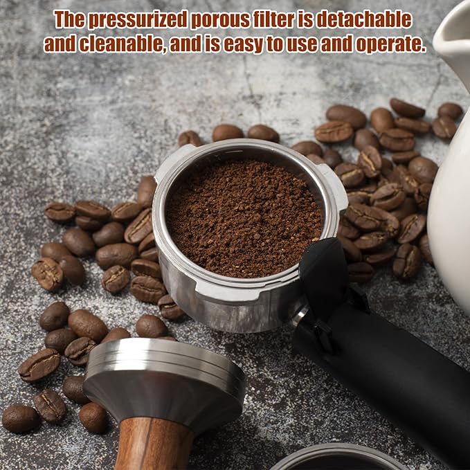 2 Pcs Stainless Steel Coffee Filter, 51mm Pressurized Espresso Filter Basket for Portafilter Machines Espresso Machine Parts Compatible with 51mm Portafilter Coffee Machines (1+2 Cups Capacity)