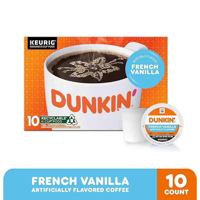 Dunkin' French Vanilla Flavored Coffee, 10 Keurig K-Cup Pods