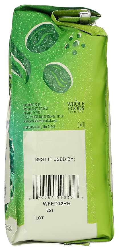 Whole Foods Market, Rainforest Blend Medium-Dark Roast Ground Coffee, Cocoa, Caramel & Toasted Almond, 12 Ounce