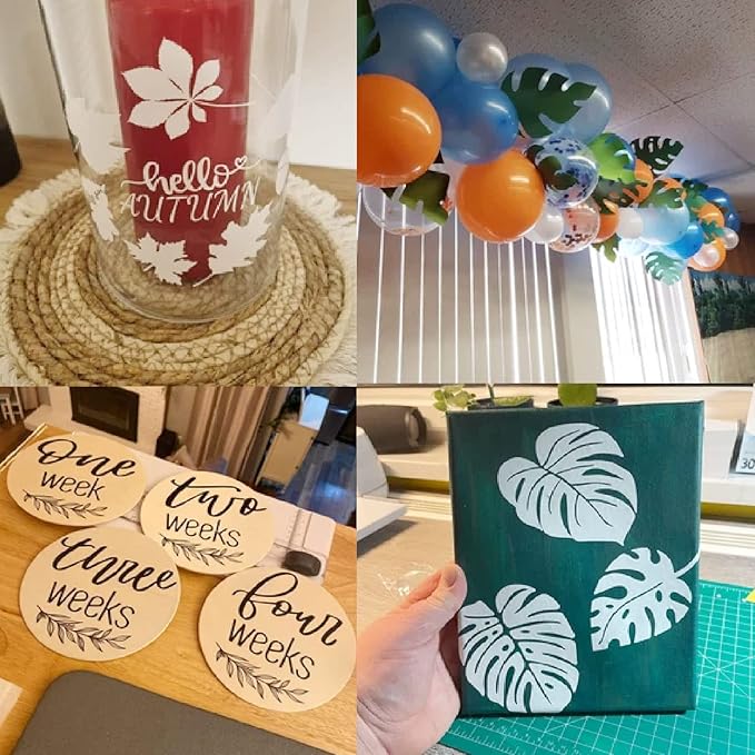 Leaf Stencils for Crafts Small Leaves and and Branches Paint Plant Stencil for Painting On Wood Wall Card Making, Tiny Nature Vine Herb Essential Art Stencils for Adults Kids (42 Leaves)