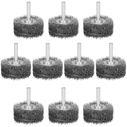 10 Pack 2 Inch Wire Wheel Brush for Drill Attachment,Heavy Duty Wire Brushes Removal Paint Rust & Corrosion, 0.012" Coarse Crimped Stainless Steel Wire, 1/4in Shank, 20000RPM