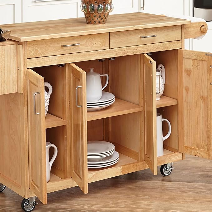 Homestyles General Line Natural Mobile Kitchen Cart, 54"W