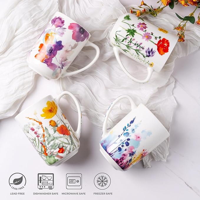 AmorArc Porcelain Tea Mug with Infuser and Lids, 18 Oz Coffee Cup Strainer with Bag Holder for Loose Leaf Tea, Tea Steeping Coffee Mug for House-warming Wedding Birthday Gift
