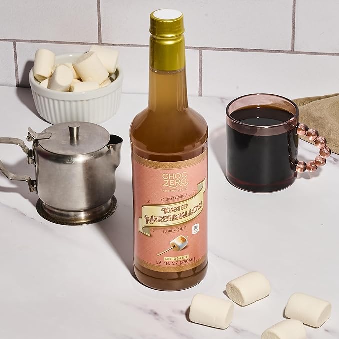 ChocZero Sugar Free Coffee Syrup, Toasted Marshmallow Flavor, No Sugar Alcohol Simple Syrup Drink Mix, Campfire Mochas, Protein Shakes & Baking, All Natural, 25.4 Ounces (Pack of 1)