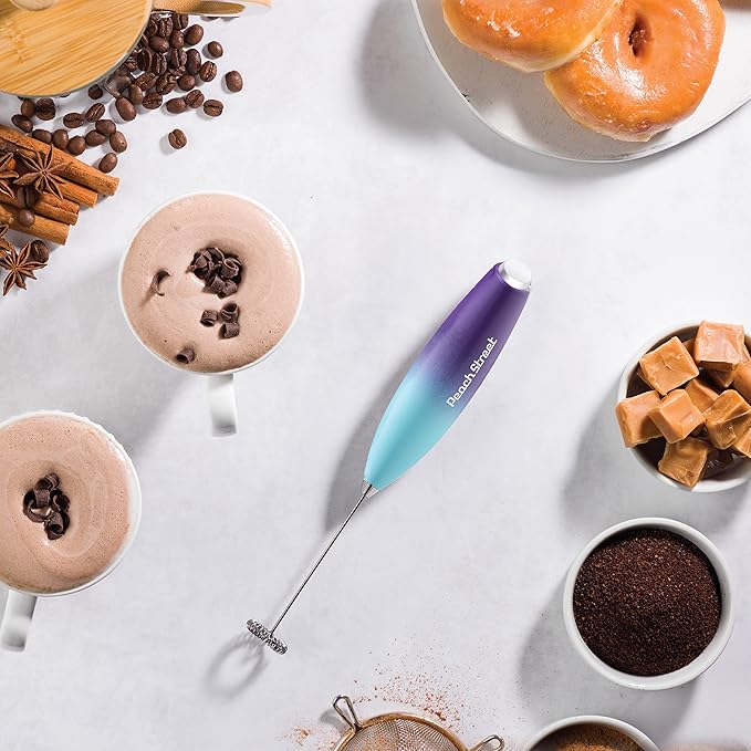 Powerful Handheld Milk Frother, Mini Milk Foamer, Battery Operated (Not included) Stainless Steel Drink Mixer for Coffee, Lattes, Cappuccino, Frappe, Matcha, Hot Chocolate.