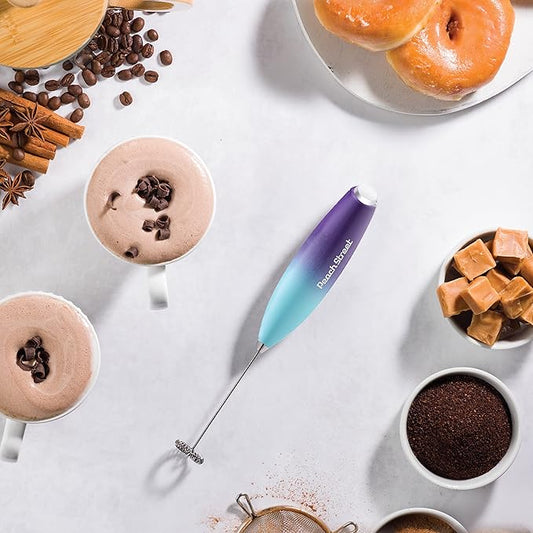 Powerful Handheld Milk Frother, Mini Milk Foamer, Battery Operated (Not included) Stainless Steel Drink Mixer for Coffee, Lattes, Cappuccino, Frappe, Matcha, Hot Chocolate.
