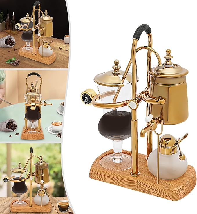 Eypkaol Belgian Siphon Coffee Maker, Vacuum Coffee Maker Brewing System, Balance Siphon/Syphon Coffee Brewer with Tee Handle, Elegant Retro Design for Coffee Shop Bar Home Use Gift