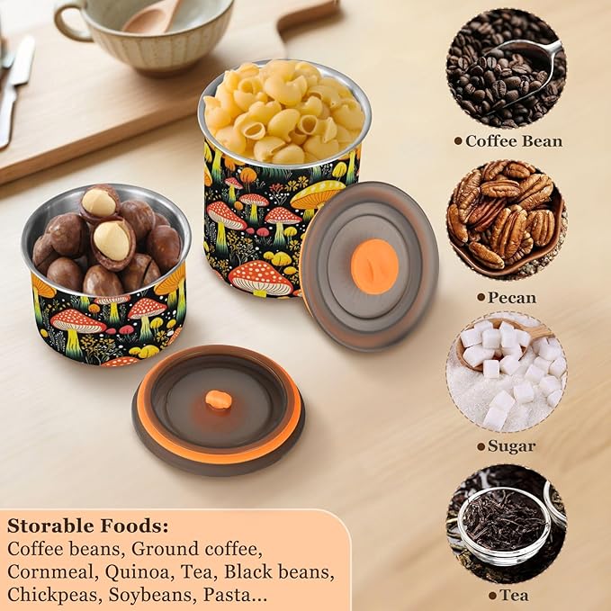 ALAZA Cute Cow Daisy Flower Airtight Coffee Bean Canister 500ml Food Storage Containers with Lids For Gournd, Tea, Sugar, Flour, Rice, Cereal, Candy Cookie Jar