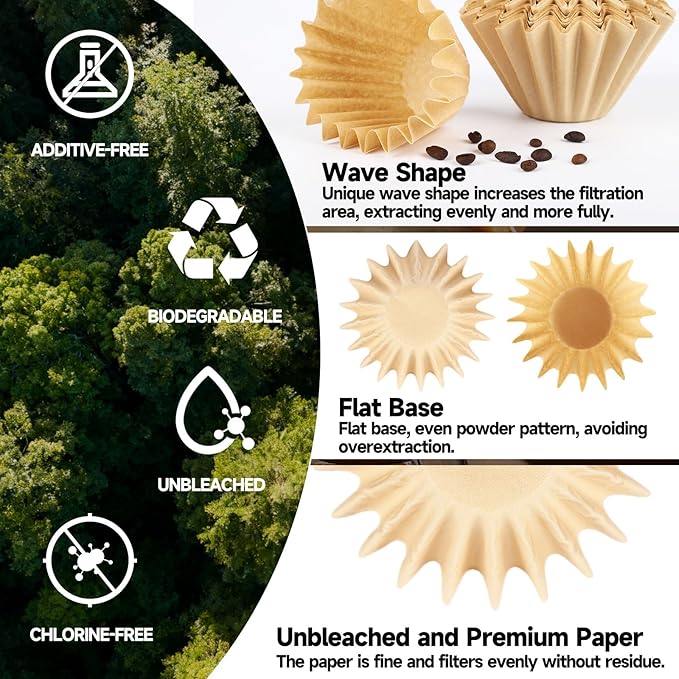 200 Count 5 Cup Coffee Maker Filters Compatible with Mr Coffee – Natural Unbleached Paper Coffee Filters, Disposable Coffee Filters for Mini Brew 5-Cup Brewers (200)