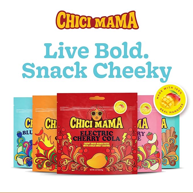 Chici Mama Blue Raspberry Limeade Mango Bites – Made with Real Mango | Chewy, Juicy Candy-Alternative Treat | No Artificial Colors, Flavors, or Sweeteners | Gluten-Free, Naturally Vegan & Free of Major Allergens | Better-For-You Snack | 2 Pack - 70g
