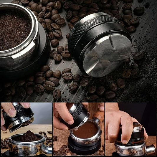 58mm Espresso Accessories Kit - 3 PCS Heavy Duty Dual Head Coffee Distributor and Tamper, WDT Tool, Magnetic Dosing Funnel - Fits Delonghi Breville 58mm Machines and Portafilter